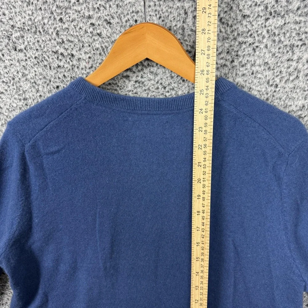 Lands End Cashmere Sweater Adult Medium Blue V Neck Knit Pullover M Mens M